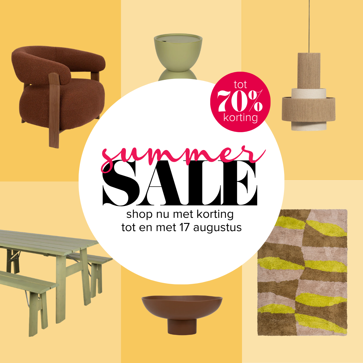 Van stijlvolle meubels tot sfeervolle accessoires: tot 17 augustus shop je jouw zomerfavorieten met korting.